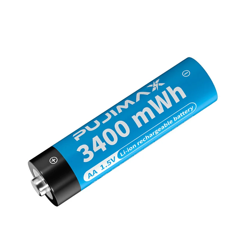 PUJIMAX High quality 1pcs li ion battery 1.5 volts aa lithium-ion battery 3400mwh rechargeable 2a batteries with led indicator