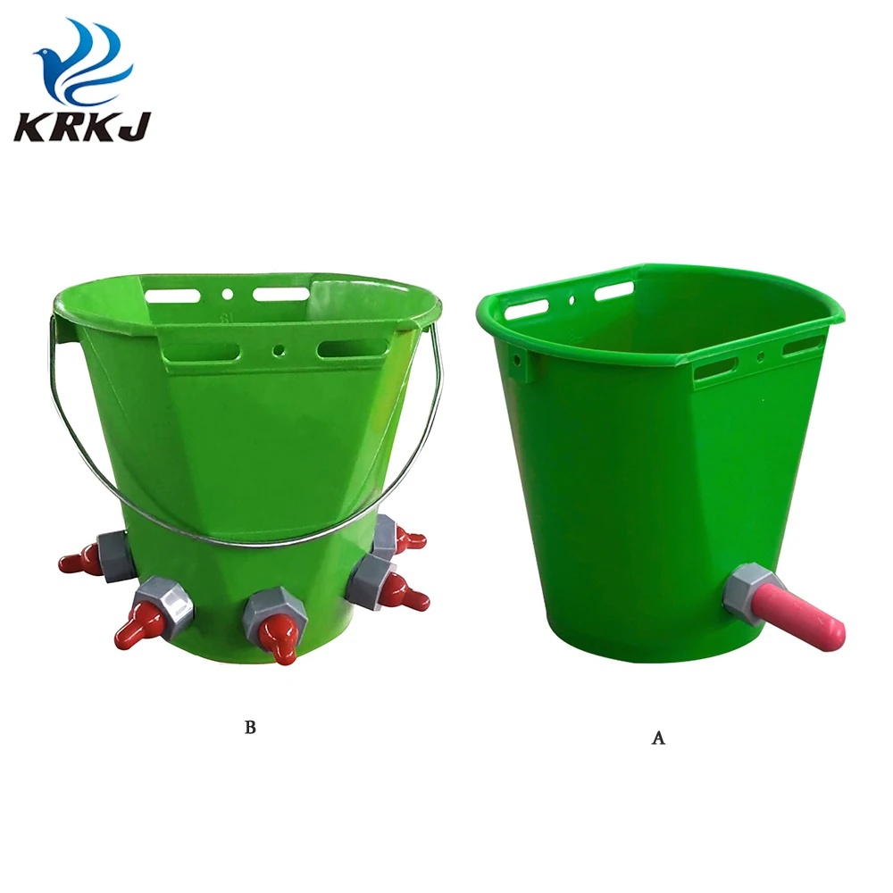 KD960 strong plastic 8L animal milk feeding bucket with teat for goat cow