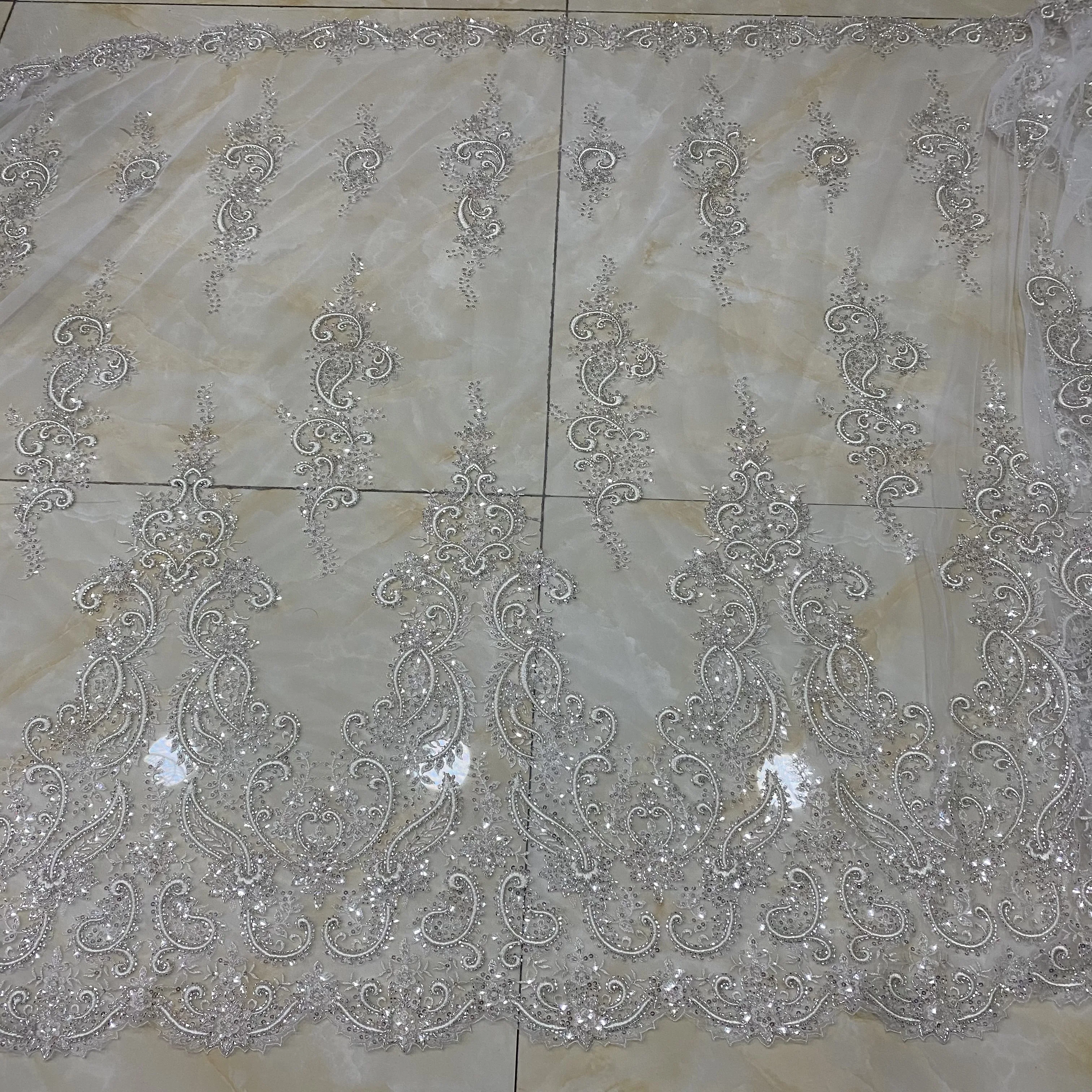 wuku 2022  thread designs motif new matetrial lace fabric in silver