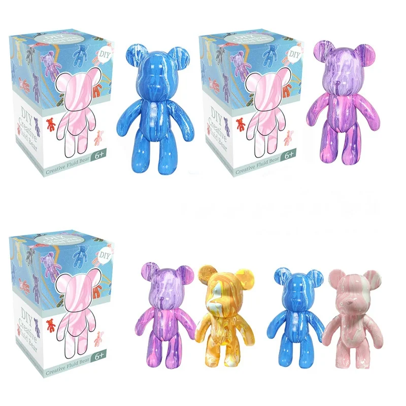 2024 Tiktok Hot Sales Fluid Bear Handmade DIY Fluid Bear Acrylic Paint Fluid Bear Model Kit For Kids and Adult with Pigment