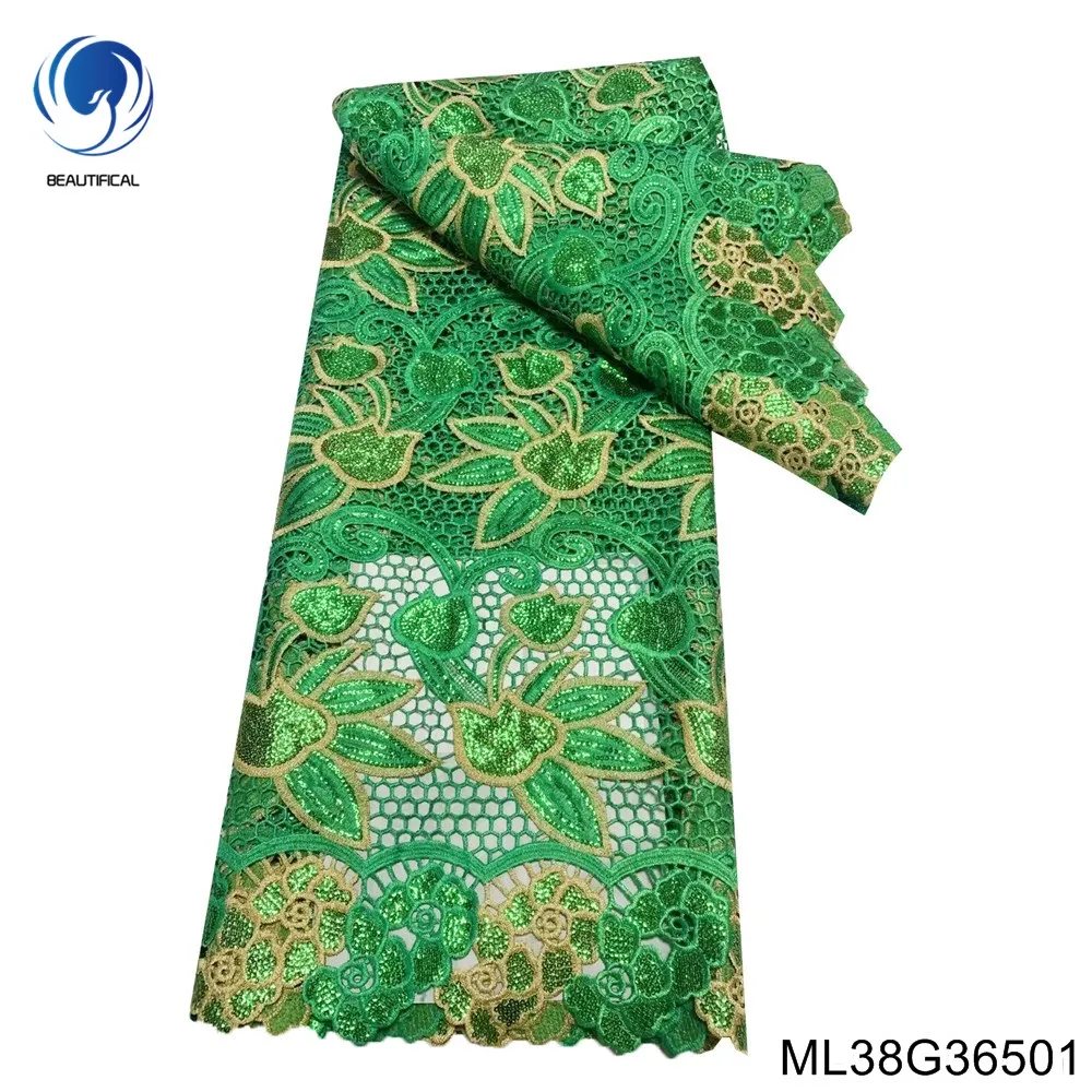 Beautifical dress lace materials african polyester guipure lace fabric wholesale bridal wedding cords fabric ML38G365