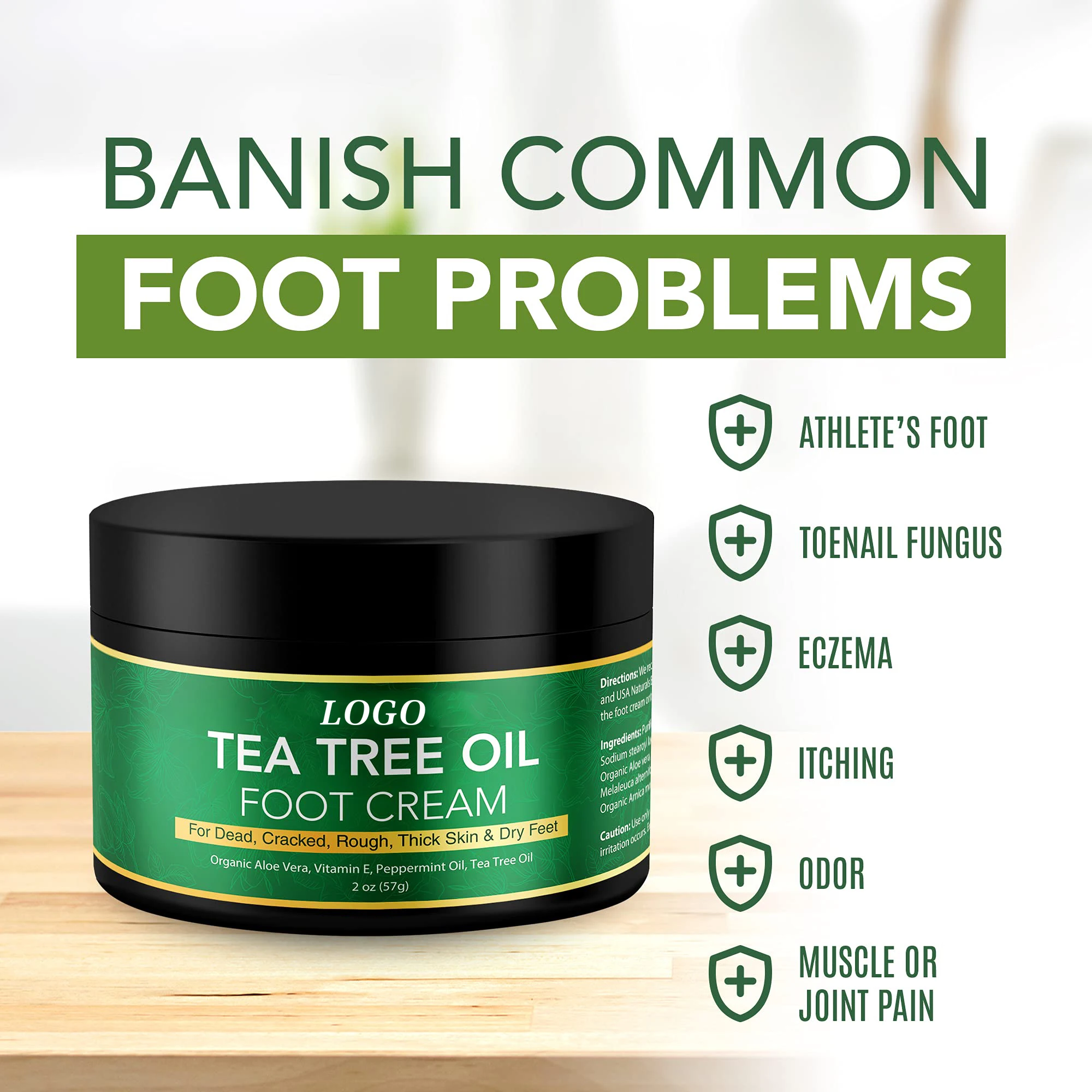 Private Label Tea Tree Foot Skin Care Deep Moisturizing Fast Absorption For Dead Cracked Rough Thick Skin & Dry Feet Foot Cream