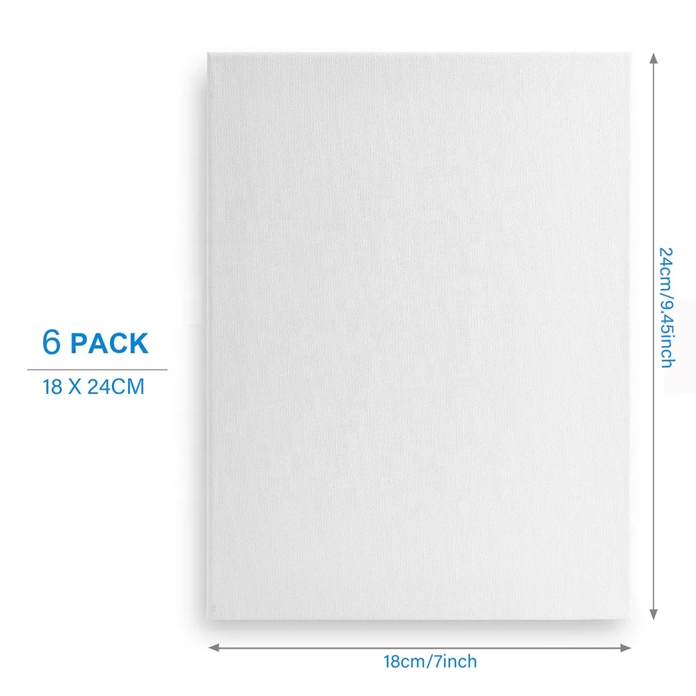 6pcs Canvas Panels, Gesso Primed White Blank Canvas for Painting - 100% Cotton Art Supplies Canvas Board for Acrylic ,Oil Paint