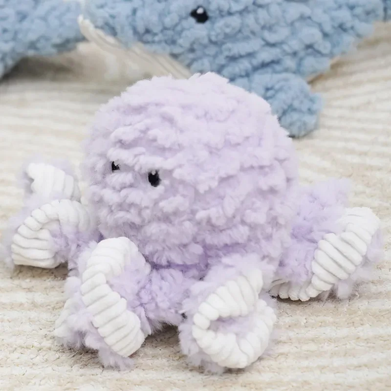 Dog Plush Teeth Grinding Sound Toy Cute Pet Shaped Dog Bite Toy with Cotton Rope Animal Shark Shape Pet Dog Toy