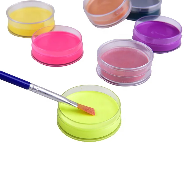 MeiduGaga wholesale 6 neon colors for kids with brush non-toxic multi-purpose water based washable  face paint