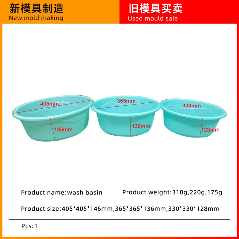 Unbreakable 3 Size Bathroom Round Plastic PP Wash Basin Used Mold