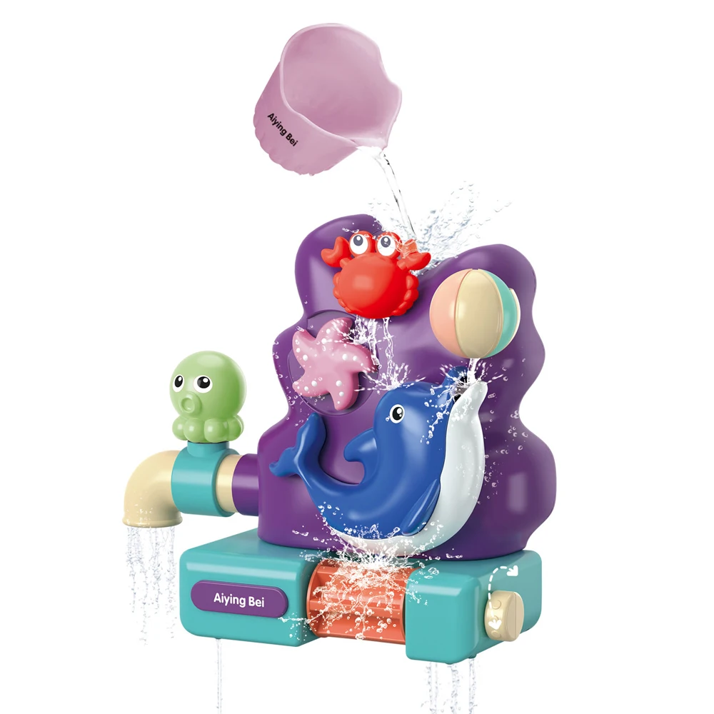 Bathtub Play Games Dolphin Flow Waterwheel Spray Bath Toys For Kids Crab Rotating Shower Toy Octopus CPC