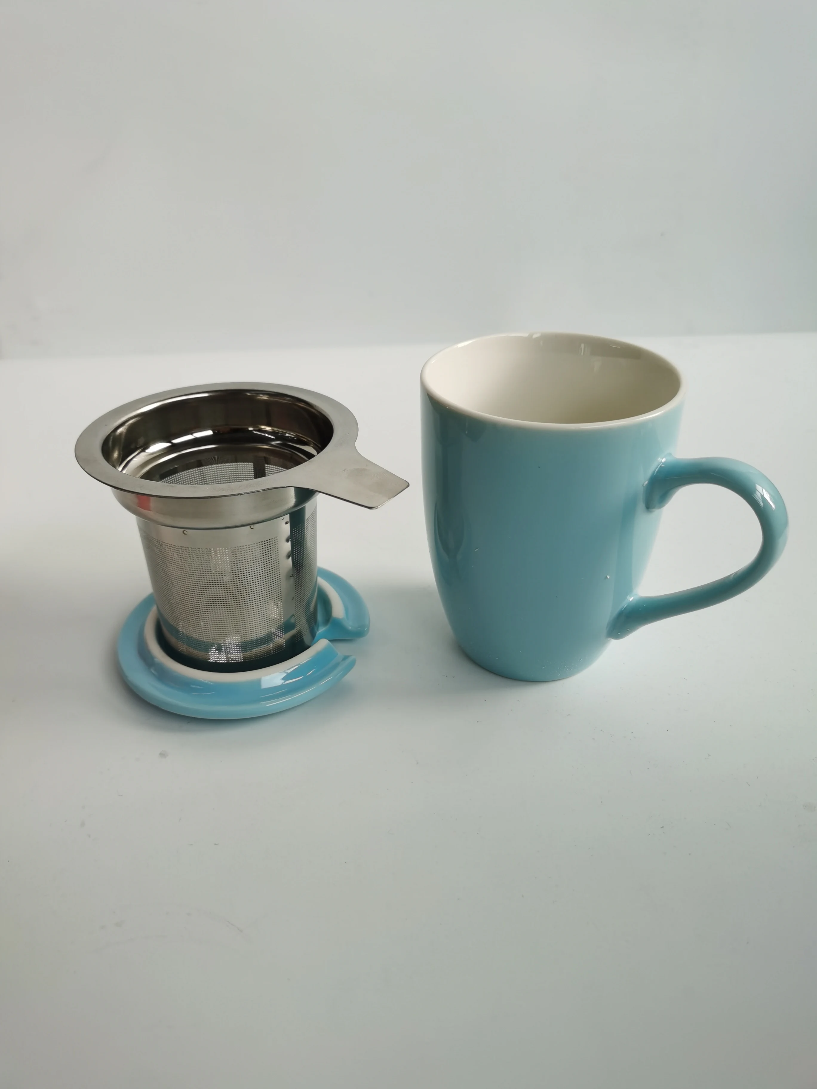 12oz Steeping Tea Cups Loose Tea Brewing System Teaware Single Cup Ceramic Tea Mug With Stainless Steel Strainer and Lid