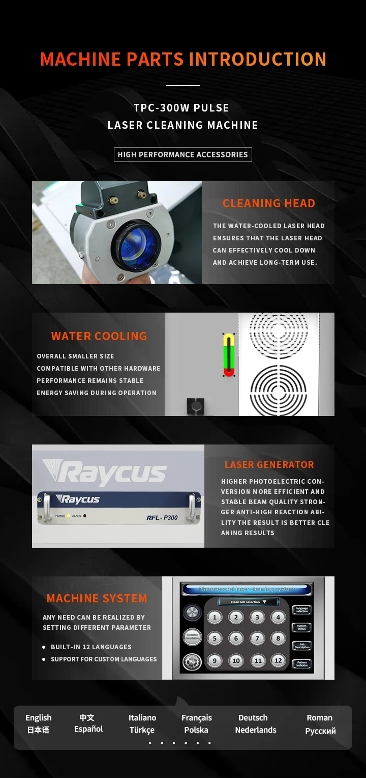 water cooling 300w portable handheld laser cleaning machine for rust removal laser cleaner for metal oxide paint from stone