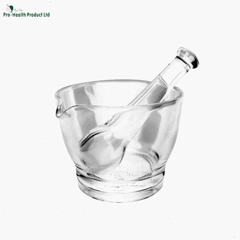 8oz Glass Mortar and Pestle Bowl, Medicine Grinder and Mixer for Pharmacy or Science Lab