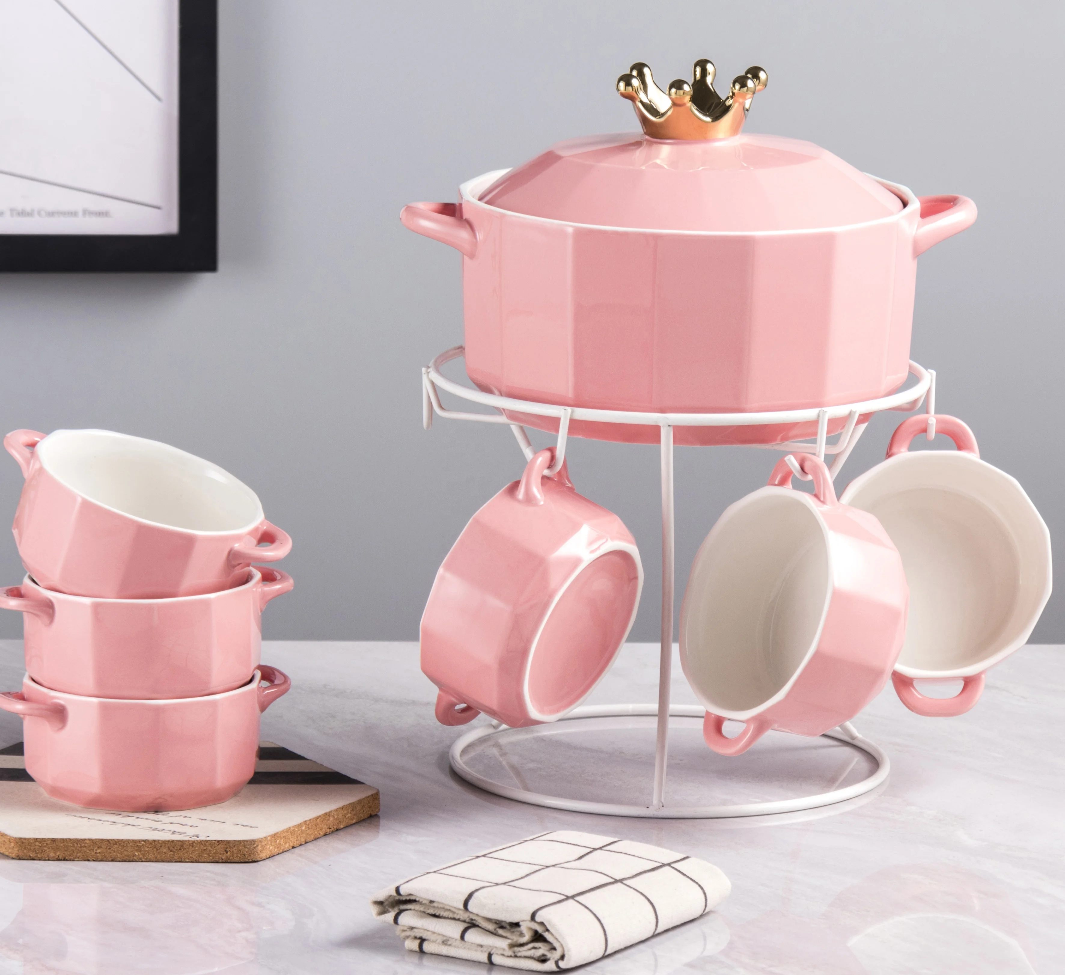 Hot Sale Food Safe Dinner Set Wholesale Home Use Kitchen Tableware Ceramic Soup Tureen Soup Pot With Bowl Set