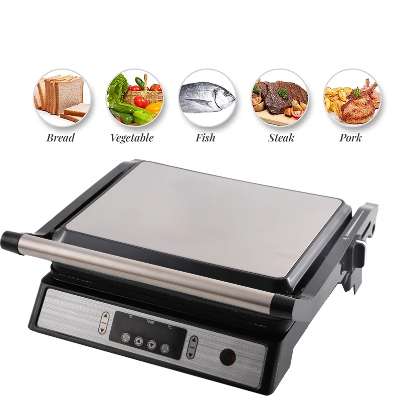 Free Sample Digital Toaster With Panini Temperature Range Function Stainless Steel Smart Electric Panini Griddler
