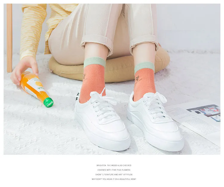 Носки женские хлопковые в Корейском стиле, милые сетчатые, впитывающие пот дышащие, в стиле колледжа, красные, летние