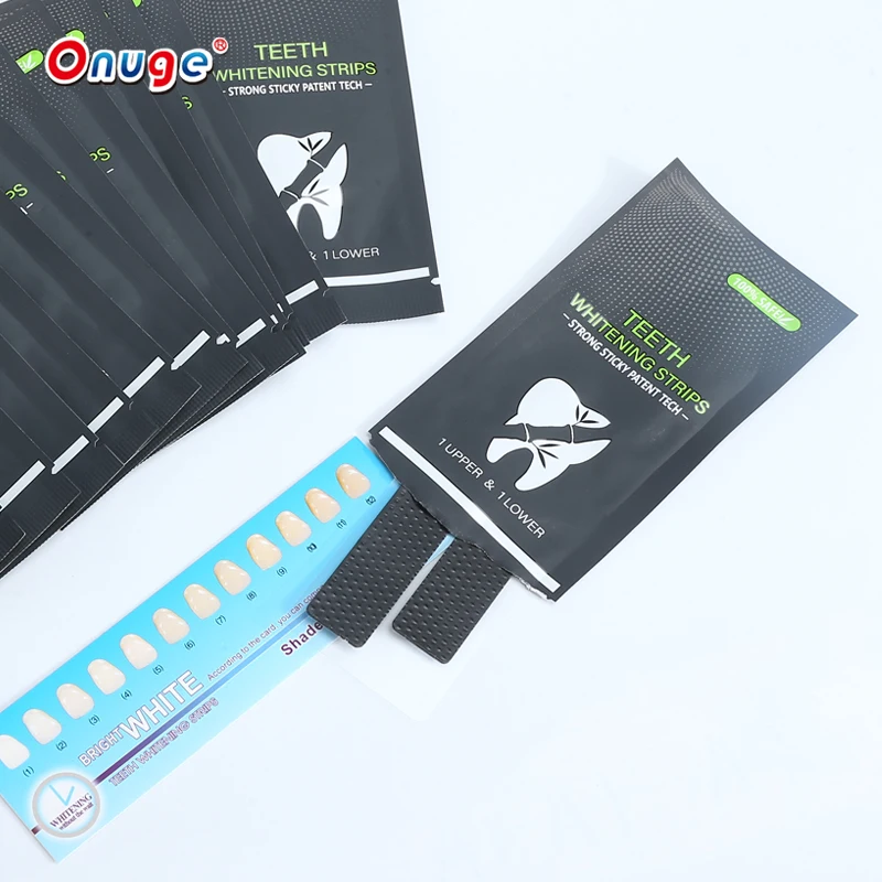Wholesale tooth brightening tape carbon pap ultra slim low moq teeth whitening dry strips kit with 14 pairs no logo
