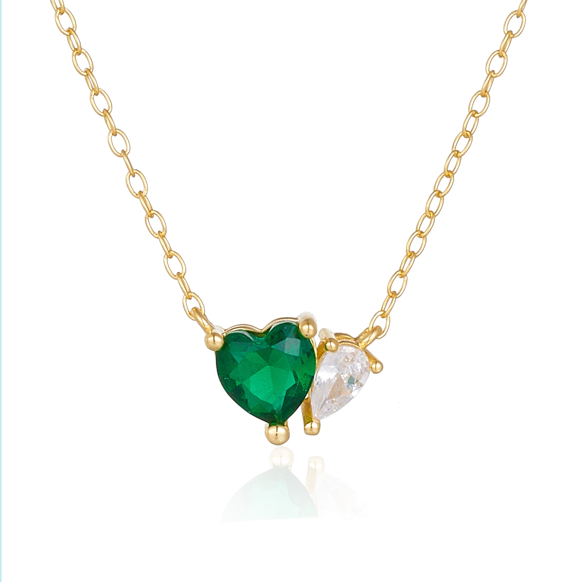 Fashion Valentines Jewelry Heart Silver Charms White Love Necklace Gold Plated for Women Girls