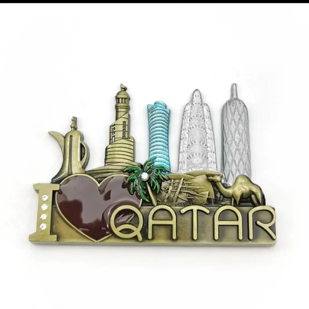 Qatar souvenir  high quality  3d fridge magnet customization logo scenic spot shape home decoration metal fridge magnet