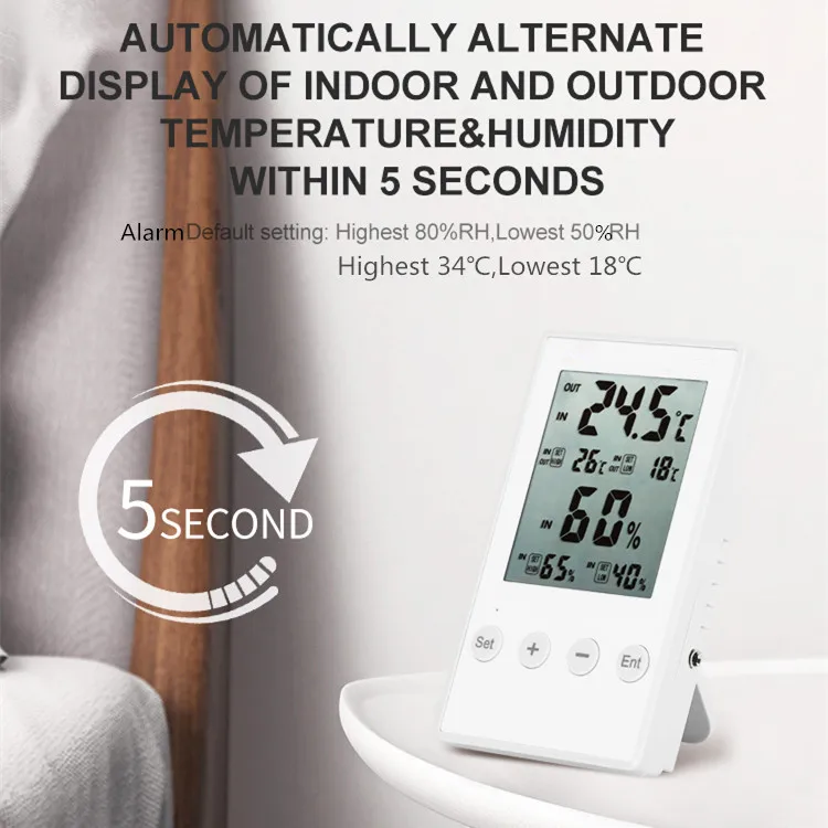Digital LCD Display Thermometer Hygrometer Indoor and Outdoor Temperature Humidity Monitor Easy To Use And Baby Friendly