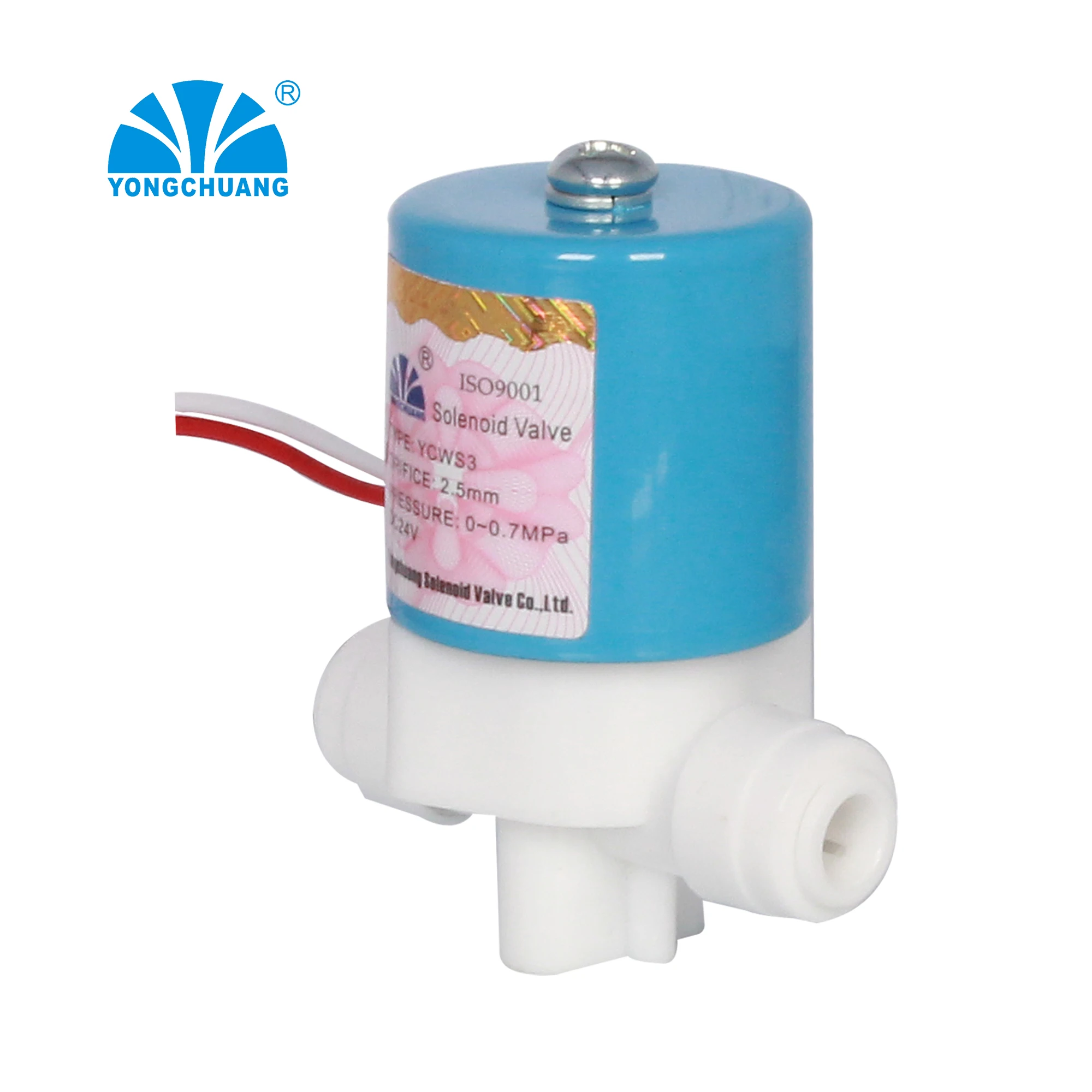 Yongchuang YCWS3 quick fitting Plastic water air Solenoid Valve for RO system