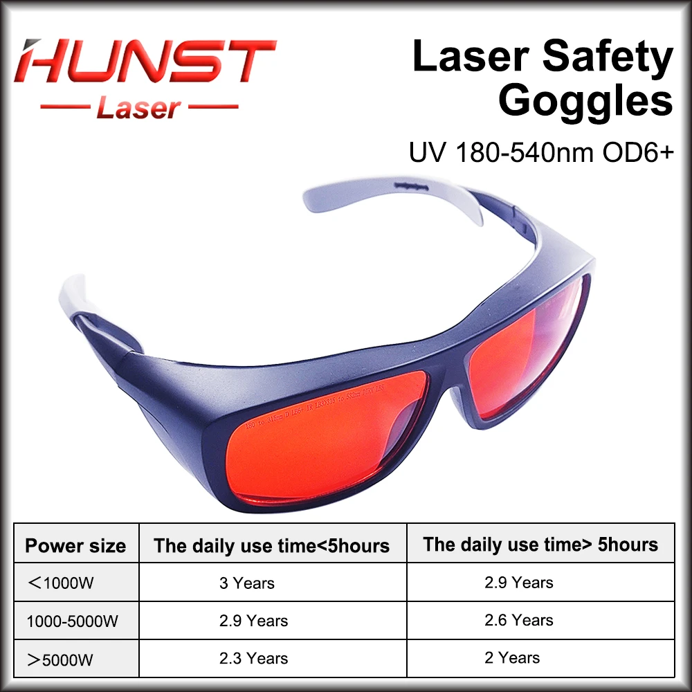 HUNST 355 & 532nm Medium Size Protective Glasses Shield Protection for UV & Green Laser Safety Eye Glasses