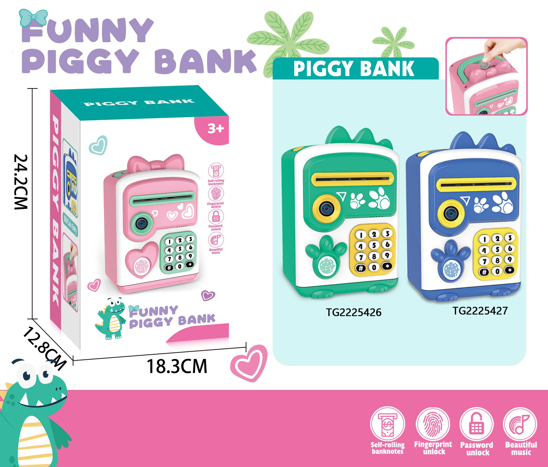 Tego Hot Selling Play House Toys With Music And Knowledge Learning ATM Piggy Bank Toy Money Save Toy For Children