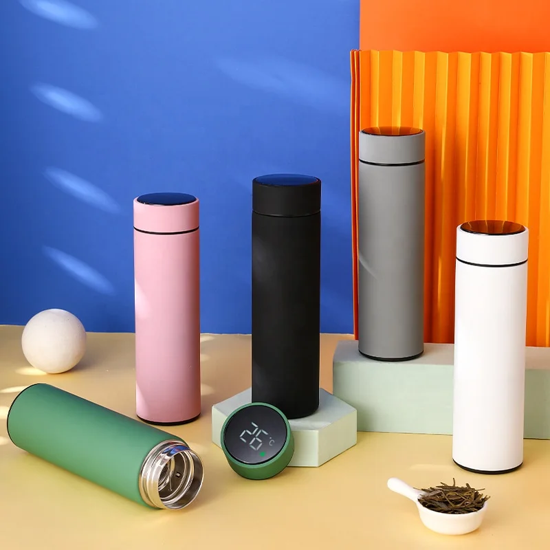 Customization Acceptable Portable 500ML Temperature Display Vacuum Flask Insulated Stainless Steel Water Bottle Business Gift