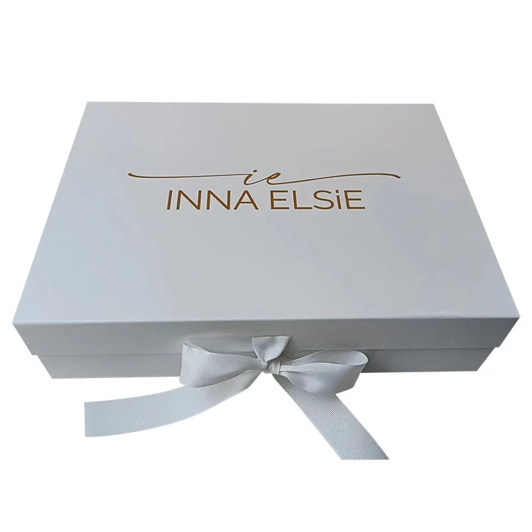 Wholesale ribbon black and white clothes shoes gift wrapping folding carton with custom logo