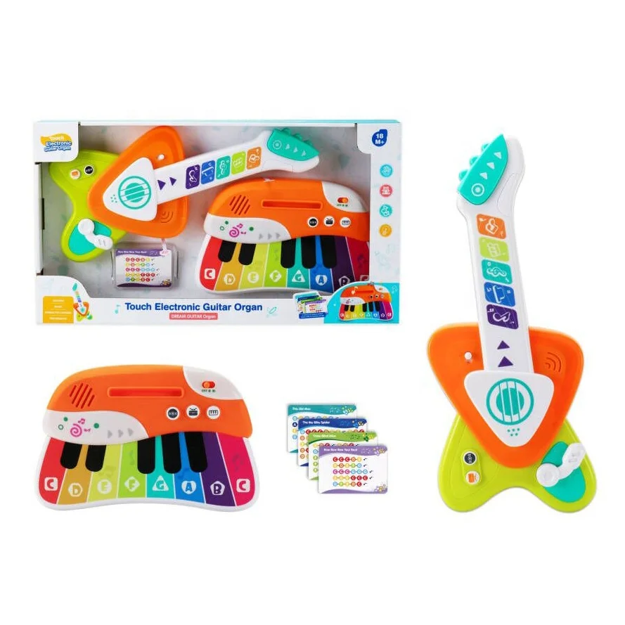 Kids electronic organ guitar toy set baby musical instrument touch sensing electric guitar organ toy for musical enlightenment