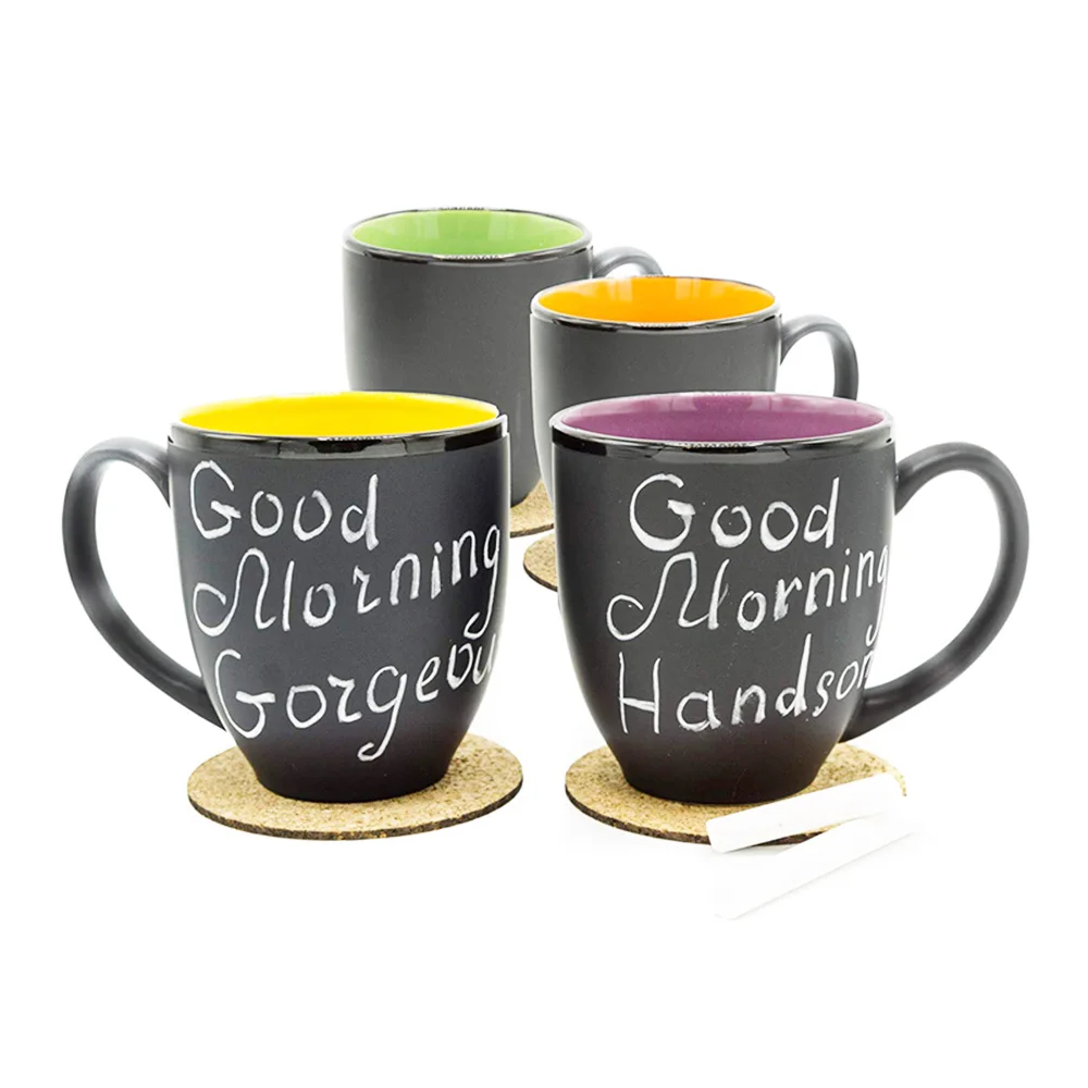 TAOXIN 2022 New listing eco-friendly ceramic material coffee mugs with chalk drawing