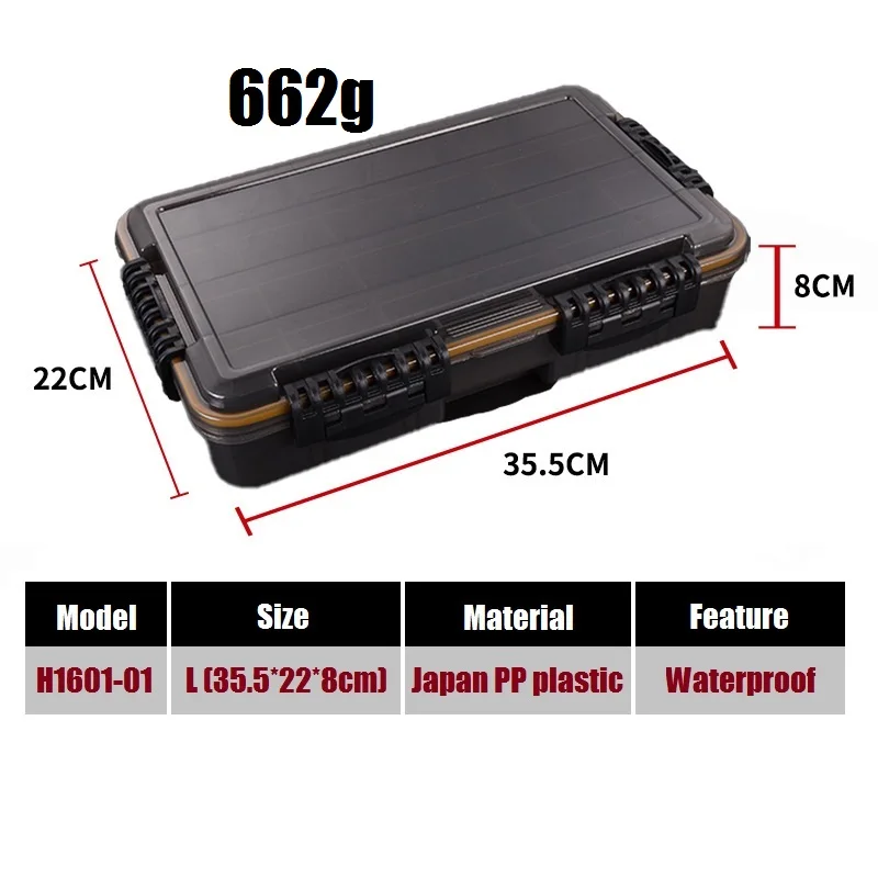 Fishing Box Waterproof Japan PP Plastic Transparent Black Tackle Lure Tool With Removable