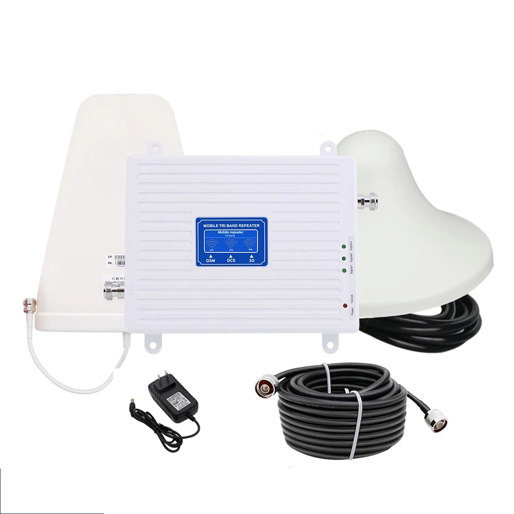 Tri-Band Cell Phone Signal Repeater 2G 3G 4G Cellular Signal Booster Amplifier Kit with LPDA Antenna and Whip Antenna