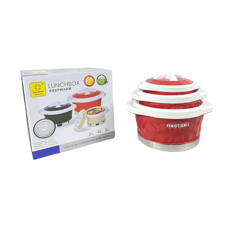 2L 4L 6L Plastic Stainless Steel Insulated Food Casserole Hot Pot Set With Lid