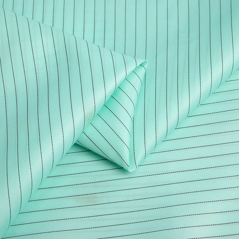Manufacturer Antistatic Cleanroom Polyester Taffeta Stripe ESD Safety Anti-static Fabric for Lab Clothing