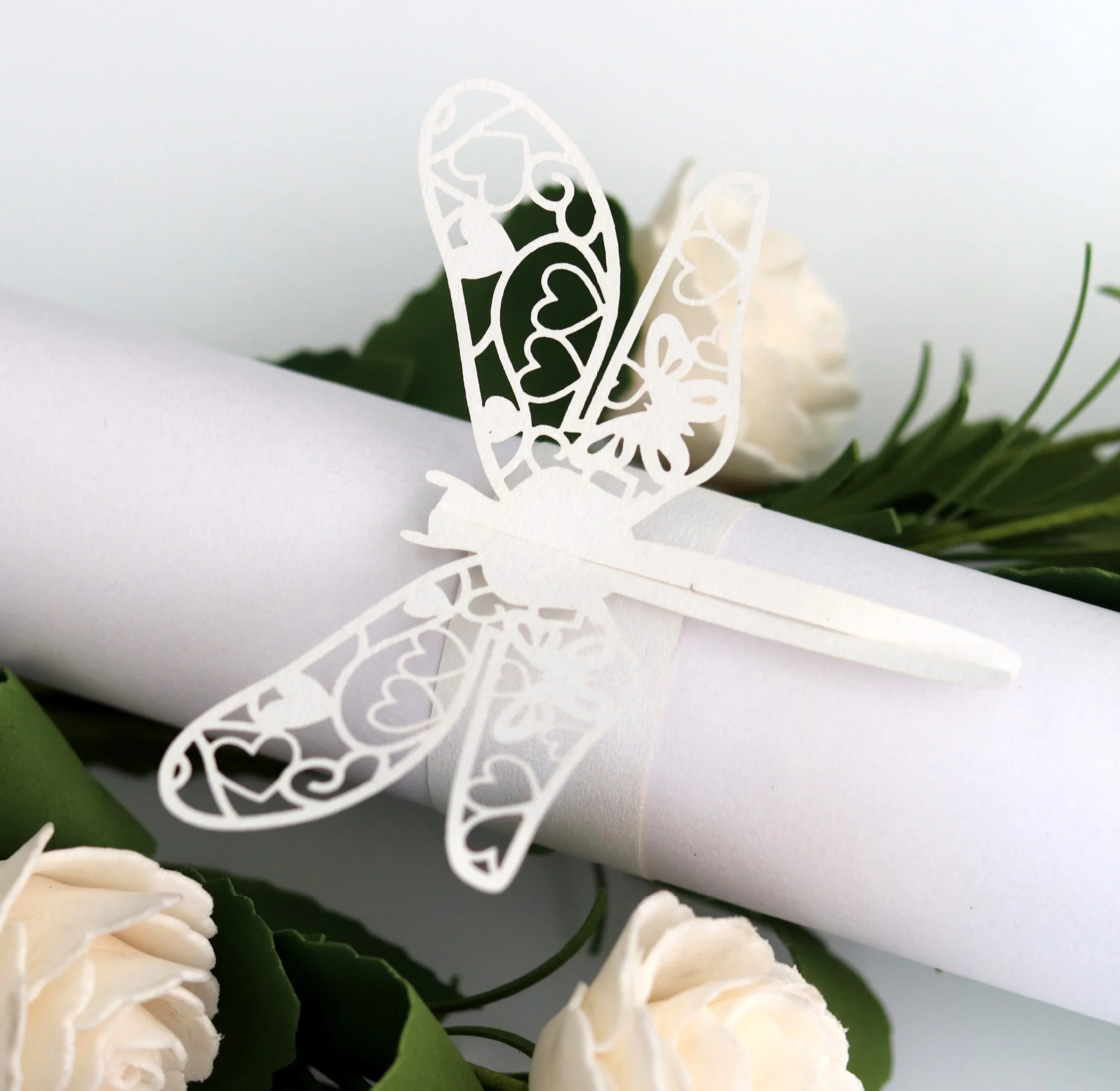 Laser Cutting Dragonfly Paper Napkin Ring for Wedding Decoration Party Supplies Towel Buckle
