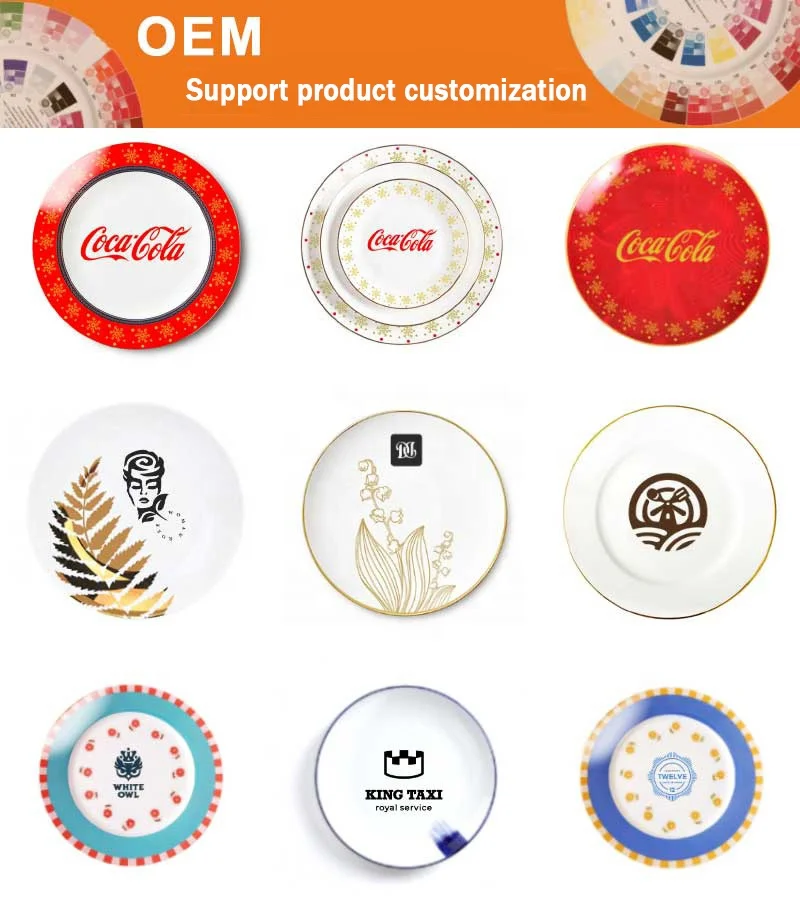 Original Factory custom wholesale dinner plates ceramic plates for restaurant wedding custom printed ceramic plate