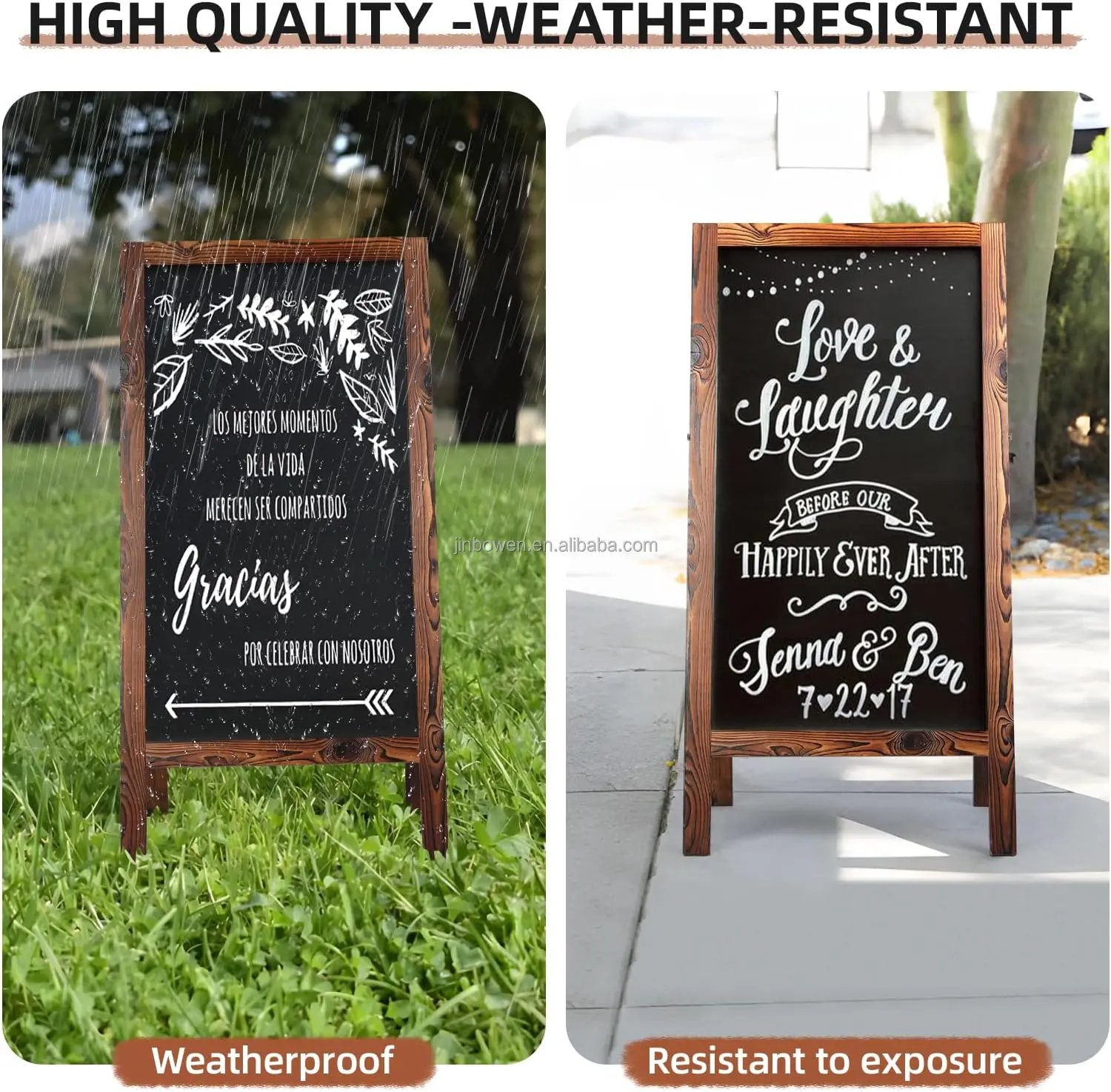 KBW Outdoor A Frame 40x20 Magnetic Standing Wood Framed Blackboard Sidewalk Menu Chalkboard for kitchen bar home restaurant