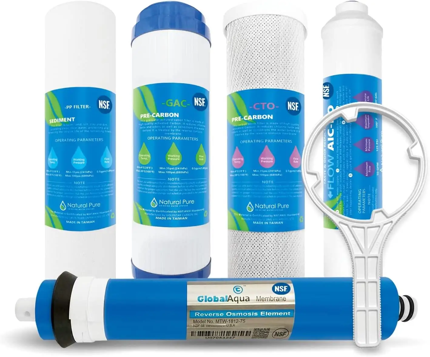 Water Filtration Reverse Osmosis Systems RO Water Filters ro water purifier spare parts with 75 GPD RO Membrane