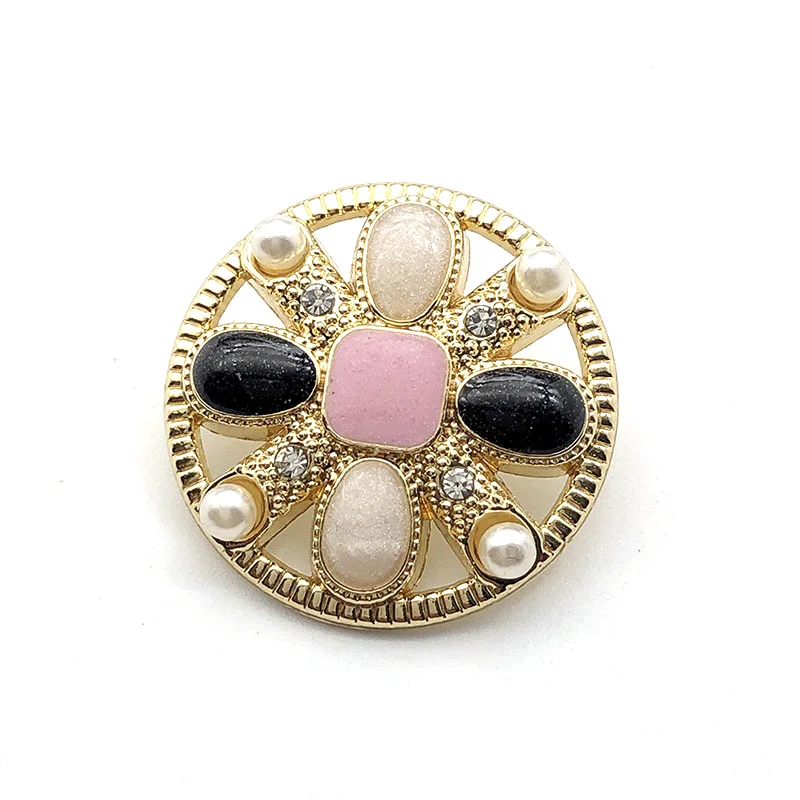Hot sale snap button pearl metal gold fancy buttons for clothes