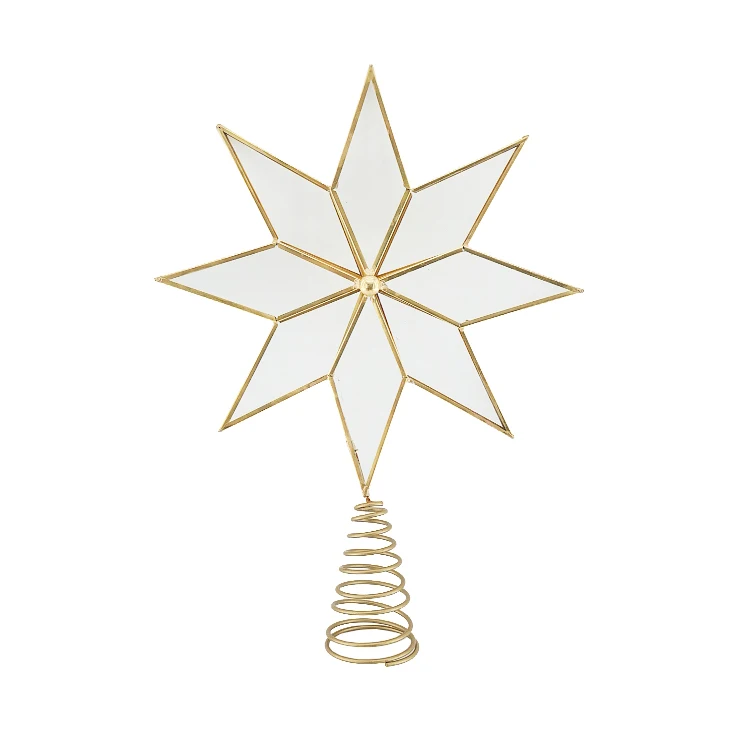3 D Mirror Hot Sale Christmas Festival Tree Topper Star Shape Multi Color Brass Christmas Hanging Ornament