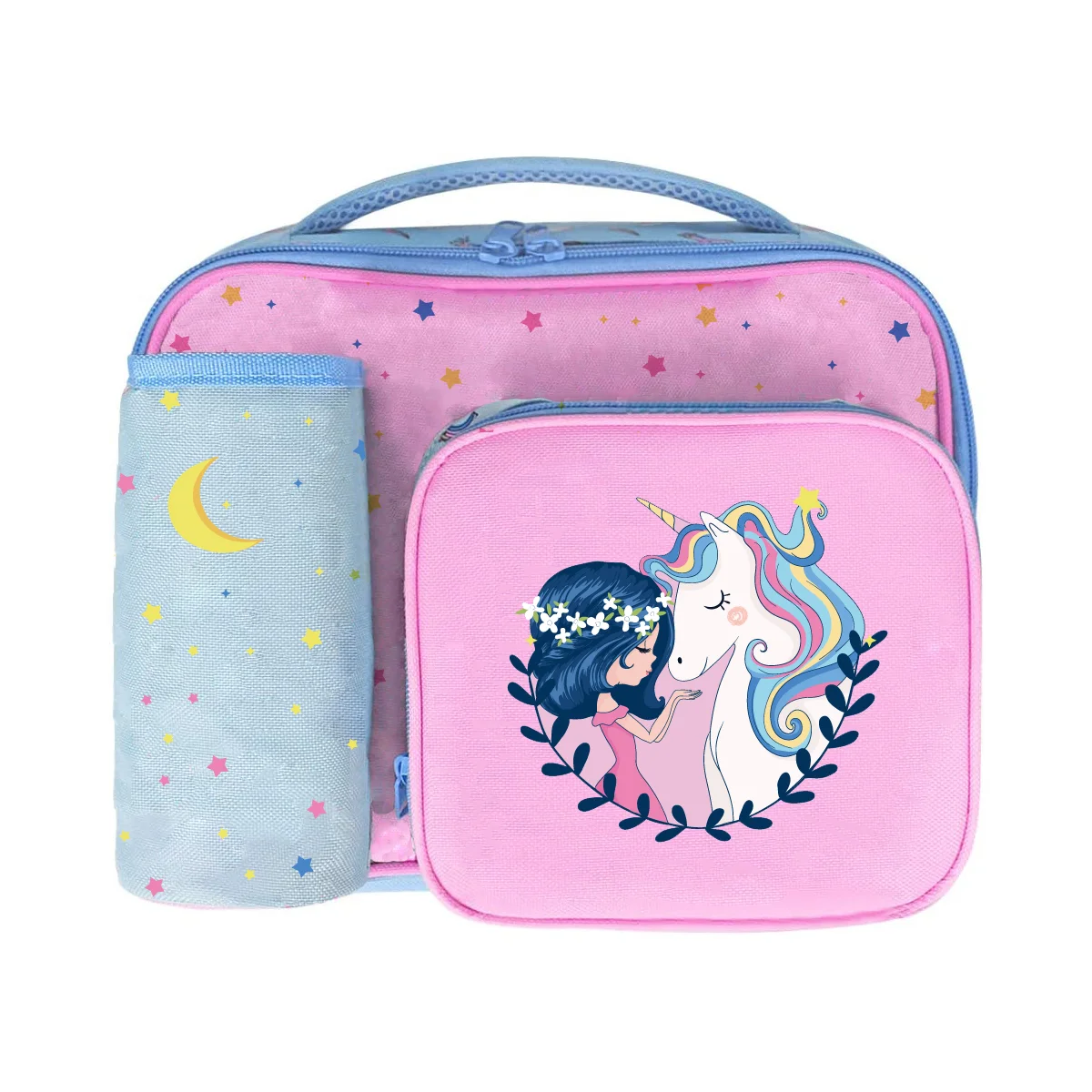 Kids School Insulated Lunch Cooler Bag with Bottle Drink holder