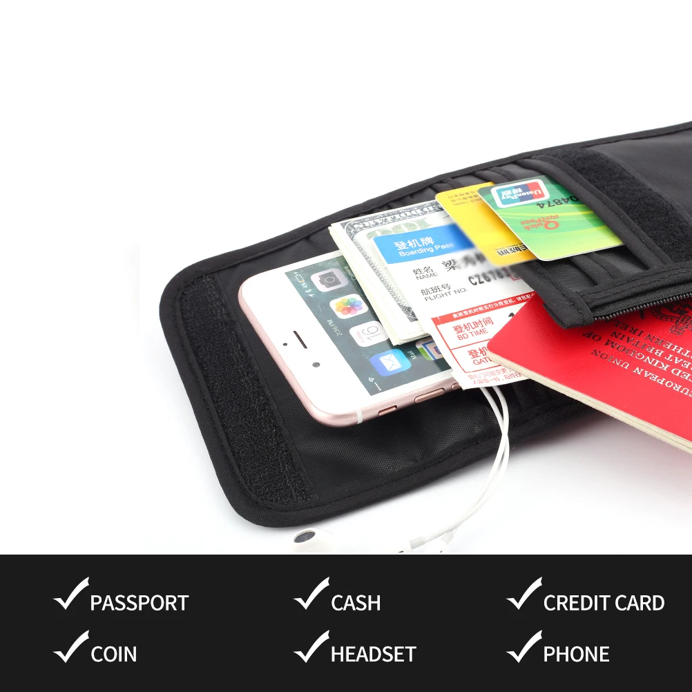 YIPINU nylon mesh material hanging rfid neck wallet travel neck pouch for passport card