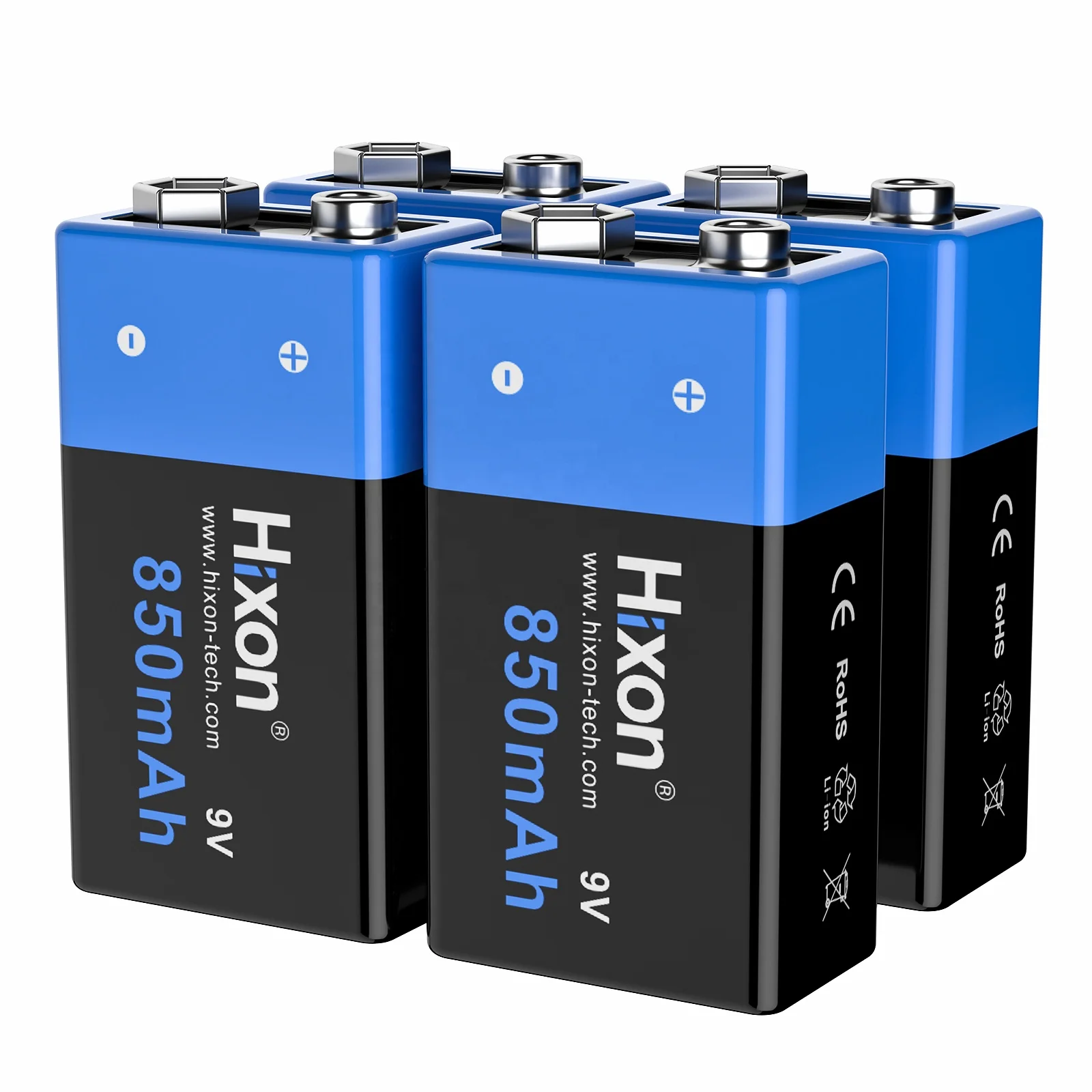 Fast charge 9V Lithium Battery Rechargeable Battery size 6f22  high capacity 850mAh 4 pcs batteries kit
