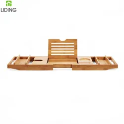 Factory Custom Design Bamboo Bathtub Caddy Tray Bath Caddy Bath and Bed Tray for Bathroom Organizer