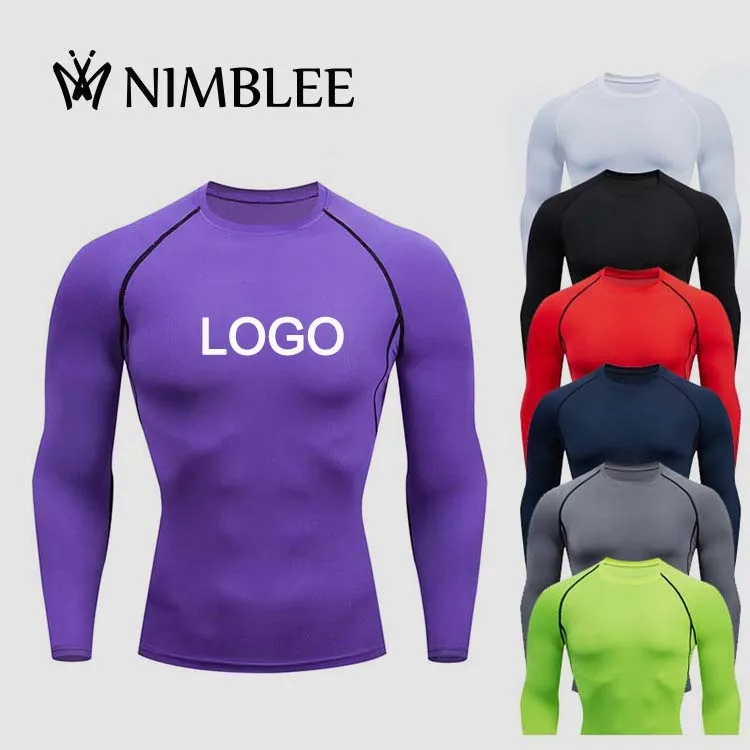 Long Sleeve men running clothes Basketball Sports Training T-shirt mens gym wear High Elastic Compression fitness clothing
