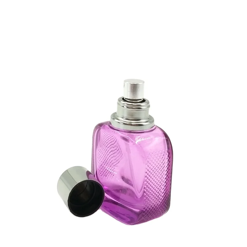 Hot sale antique perfume bottles 30ml 50ml empty glass spray perfume purple bottle with pump for perfume