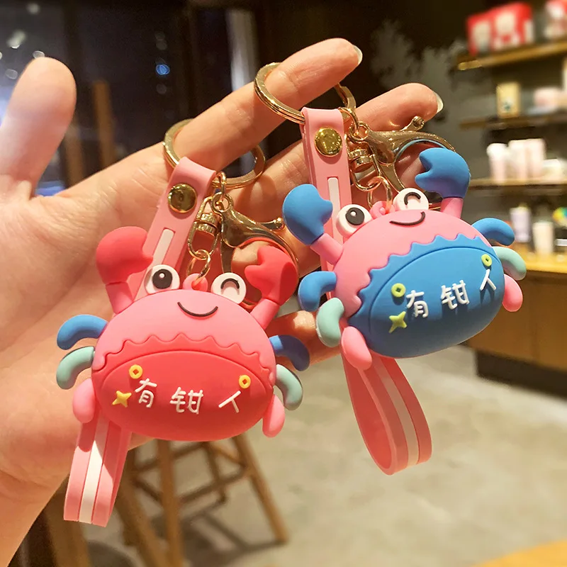 Wholesale Cartoon Fortune Crab Keychain PVC Cute Doll Schoolbag Creative Gift Couple Car Keyring Hanging Accessories
