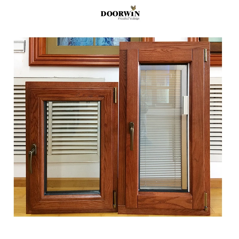 Doorwin Sample Refund Policy stained Wood Clad Aluminium Tilt and Turn casement Windows White Wood Frame Glass Window