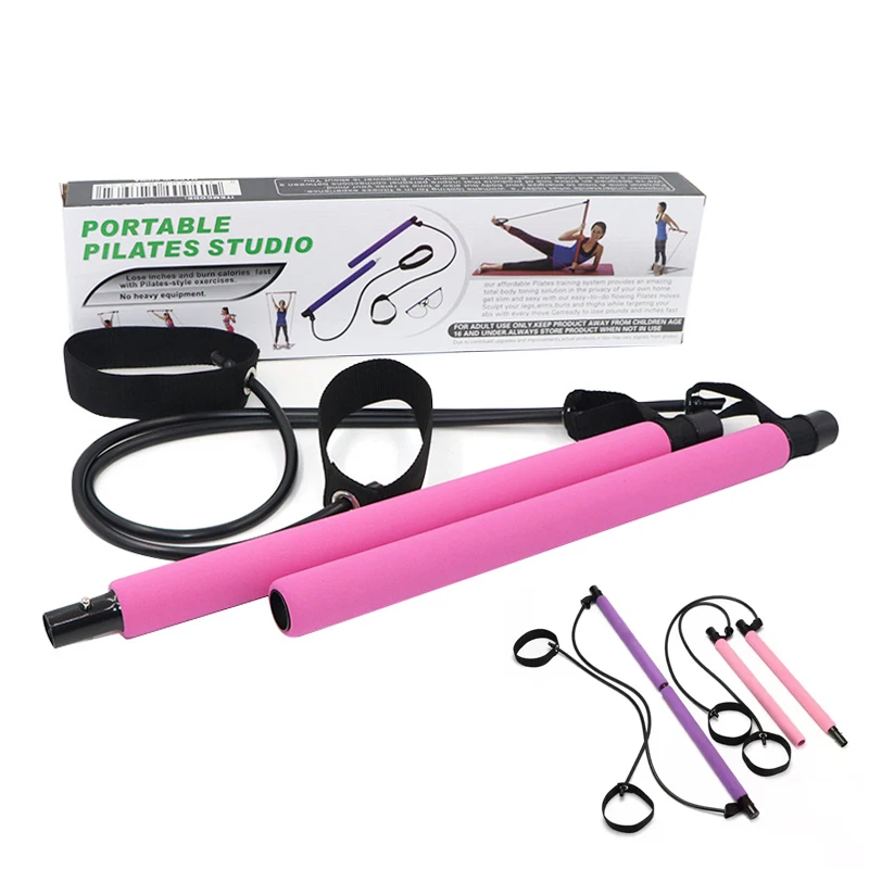 Hot Selling Yoga Multifunction Gym Workout Equipment Pilates Stick Bar with Resistance Bands for Toning Muscle, Leg and Butt