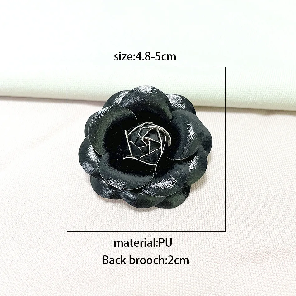 Delicate PU Camellia Flower Brooches Pin for Women Wedding Party Dance Banquet Dress Suit Clothes Lapel Pins Brooch Jewelry Gift