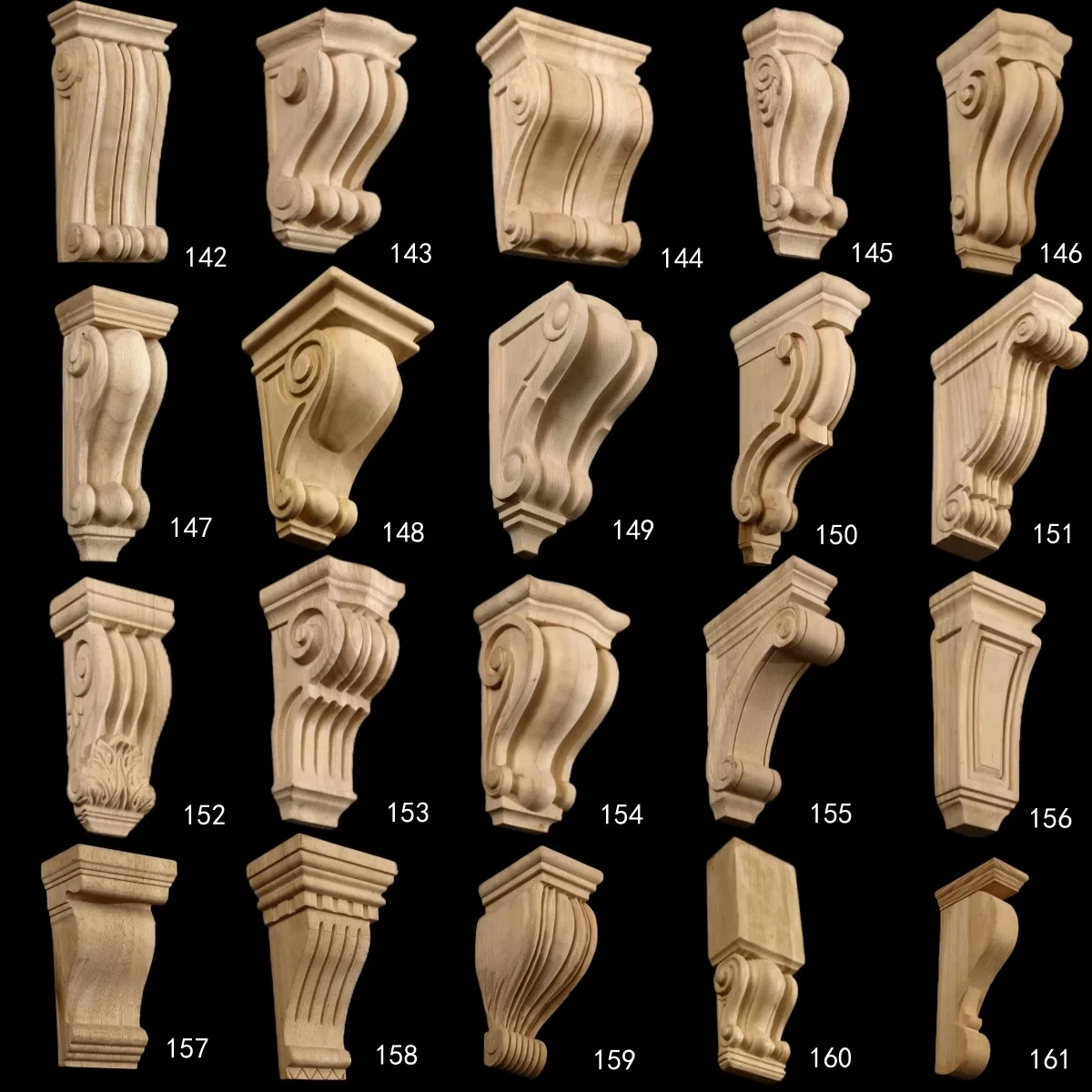 Unfinished Hand Carved Wood Onlay and Applique Wood Capitals American modern cabinet decoration bedroom light luxury corner