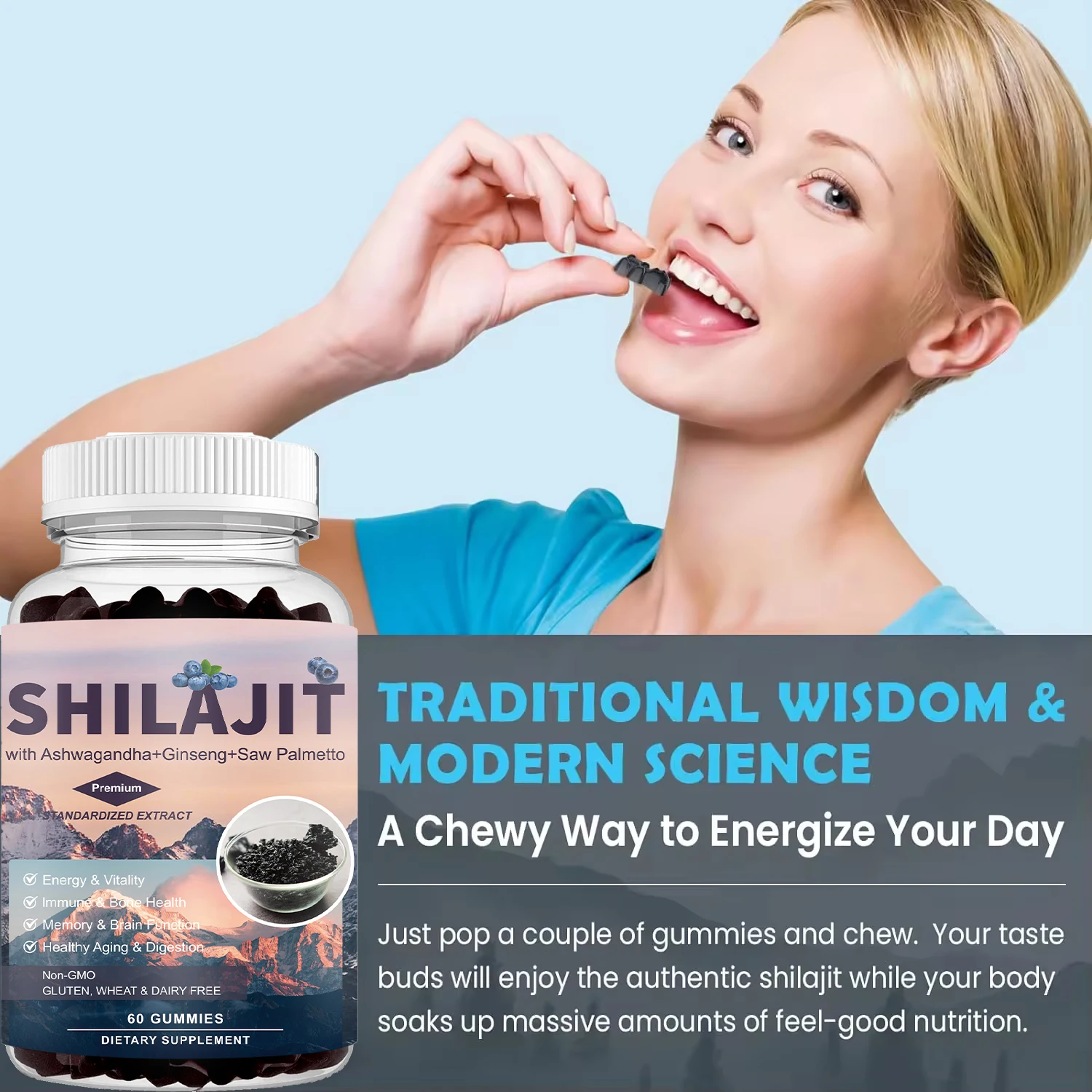 Органический чистый женьшень Shilajit для поддержки энергии и памяти мозга